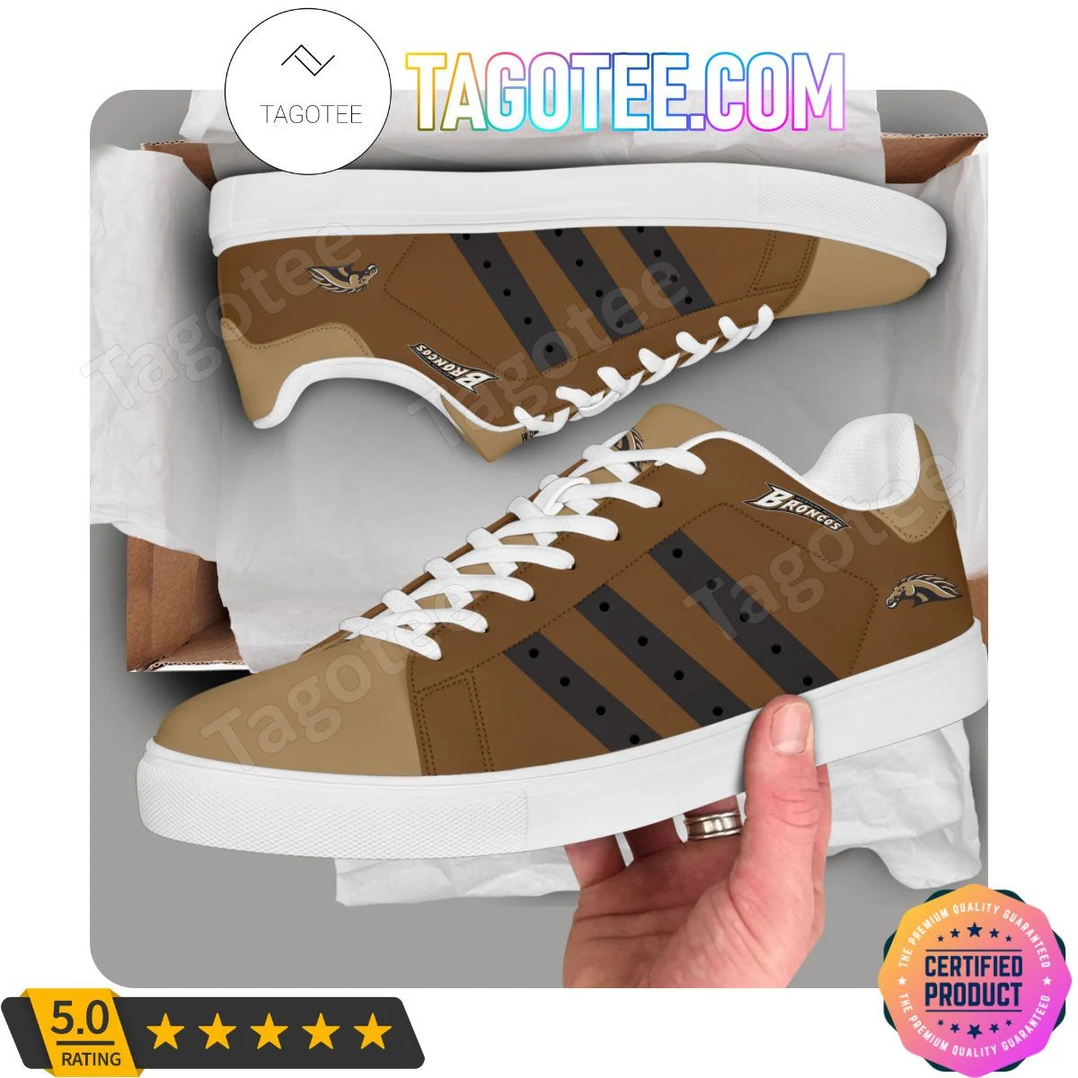 NCAA Western Michigan Broncos Brown Stan Smith Shoes , Trendy Style Sneakers ST0801