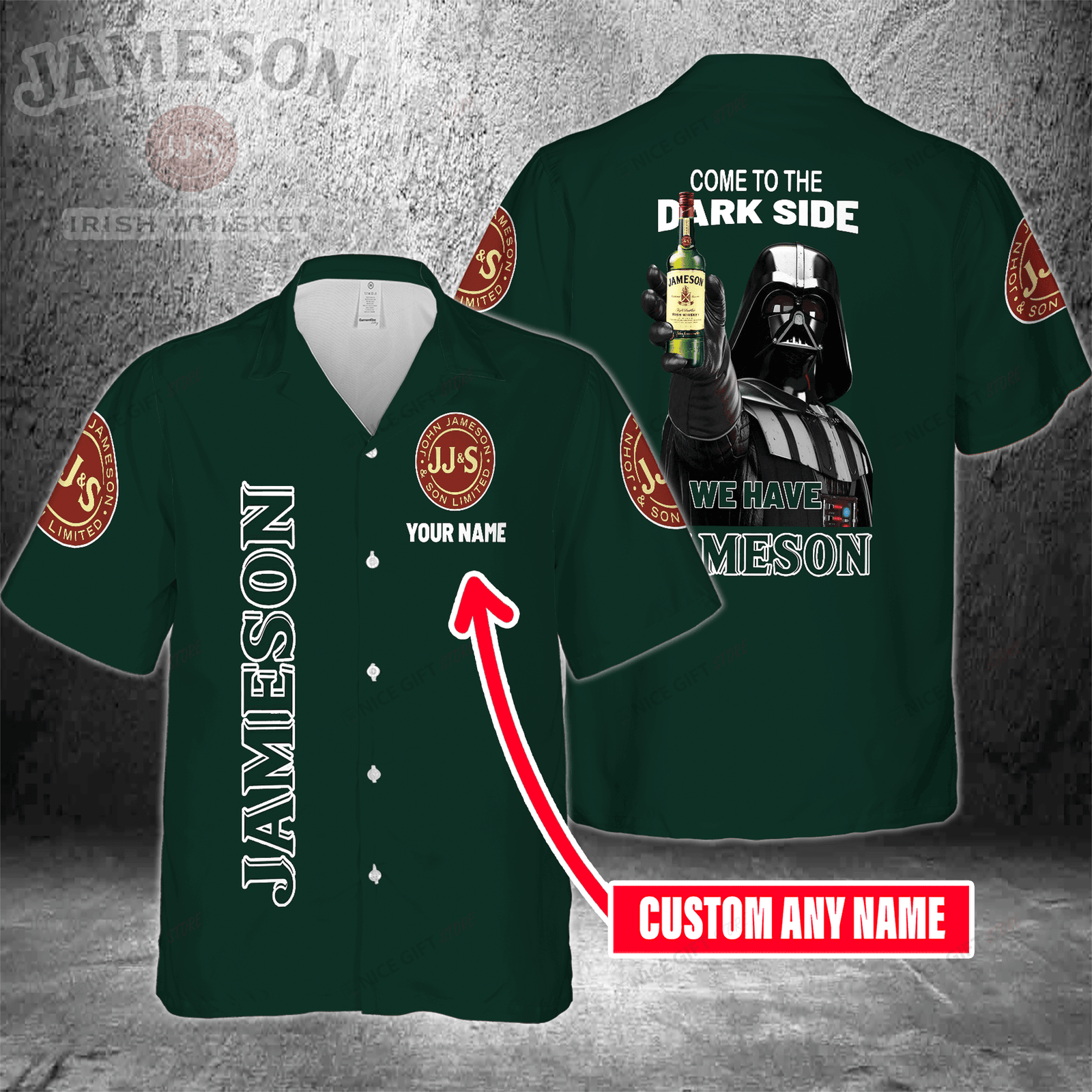 Come To The Dark Side We Have Jameson Irish Whiskey Custom Name Hawaiian Shirt, For Men And Women HW0601