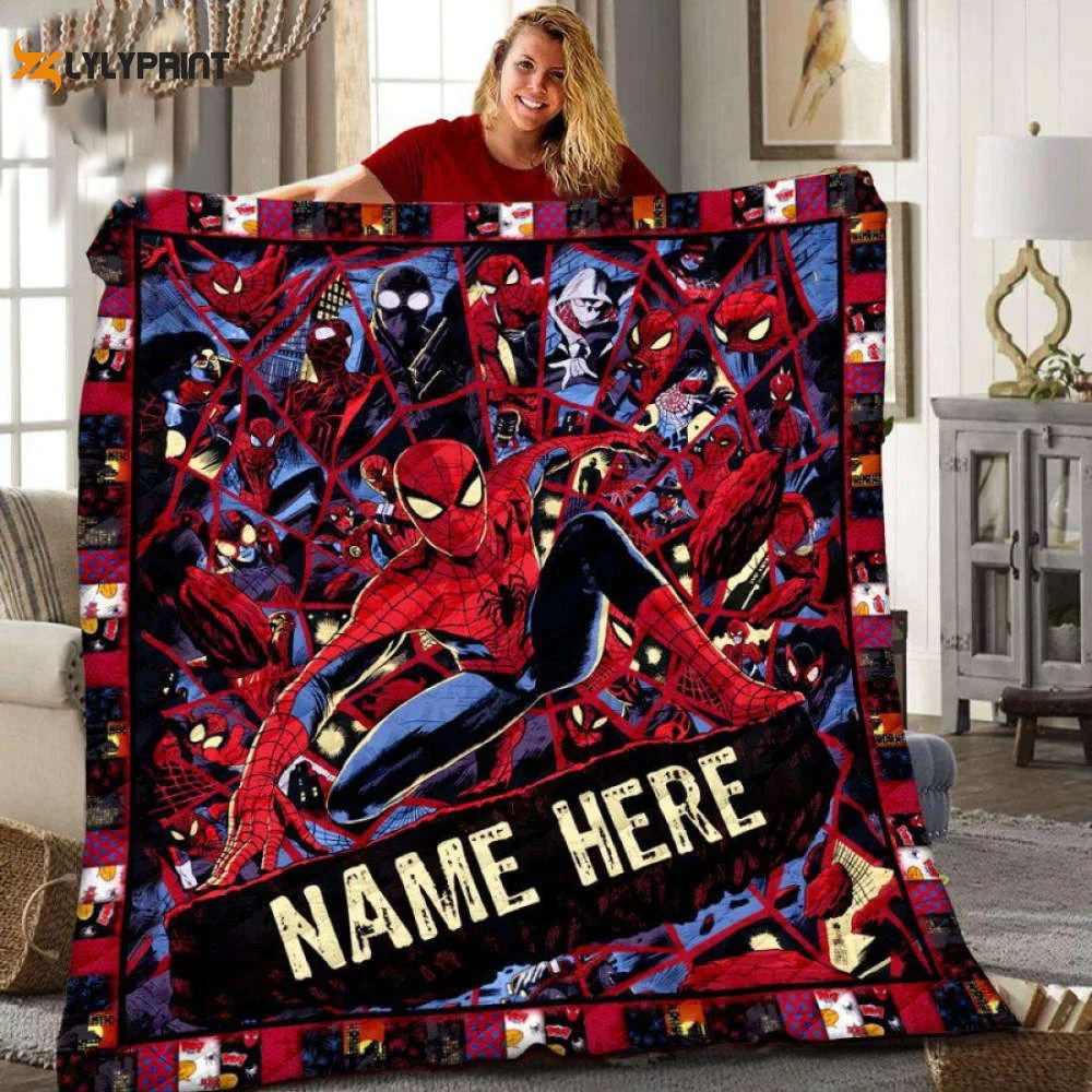 Spiderman Dark Marvel Comics Personalized Quilt Blanket For Fans Home Decor Gift ,  Soft Quilt, King Size, All Season Cozy Quilt QB0901