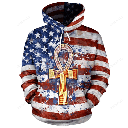Ankh America Flag Patriotic 3D All Over Print Hoodie, Zip-up Hoodie HZ0501