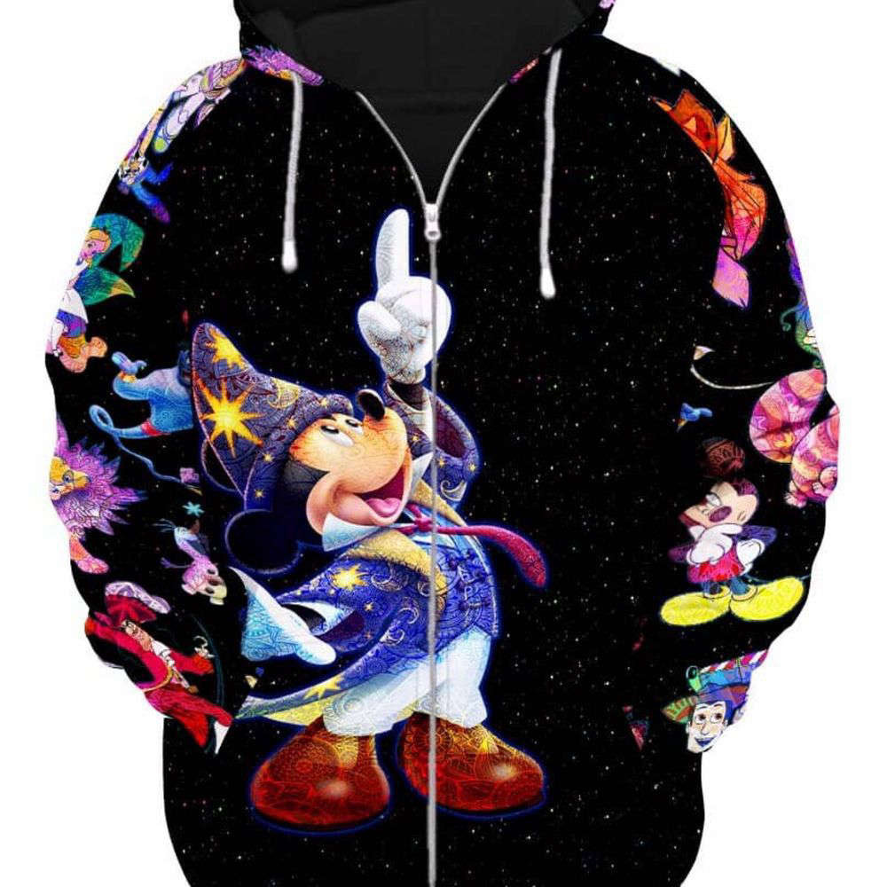Mickey Mouse Fantasia Galaxy Night Sky Patterns Hoodie HZ0501