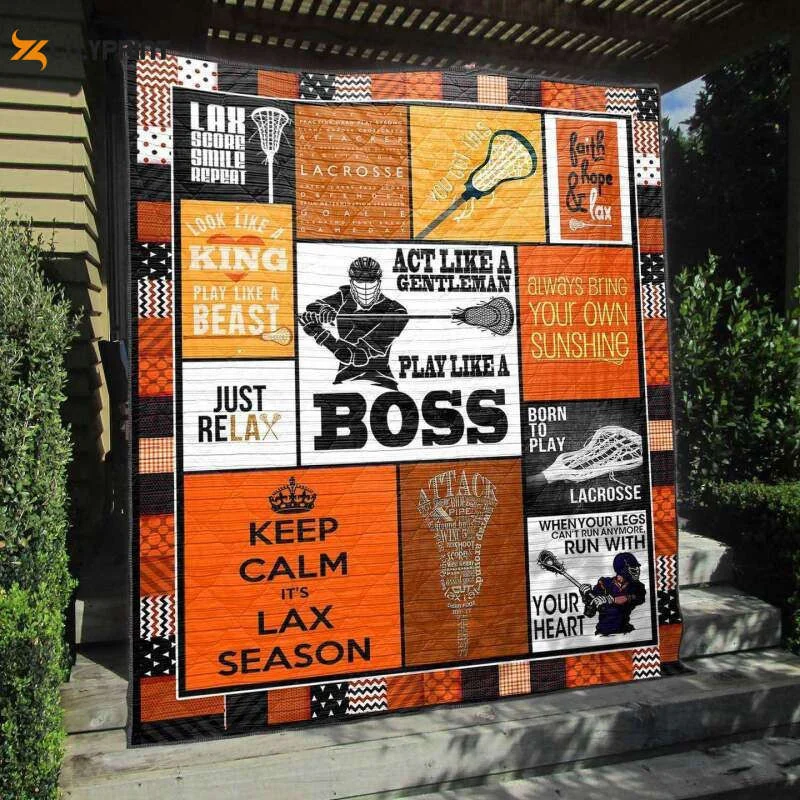 Play Like A Boss Lacrosse Men Orange 3D Customized Quilt , Soft Quilt, King Size, All Season Cozy Quilt QB0901