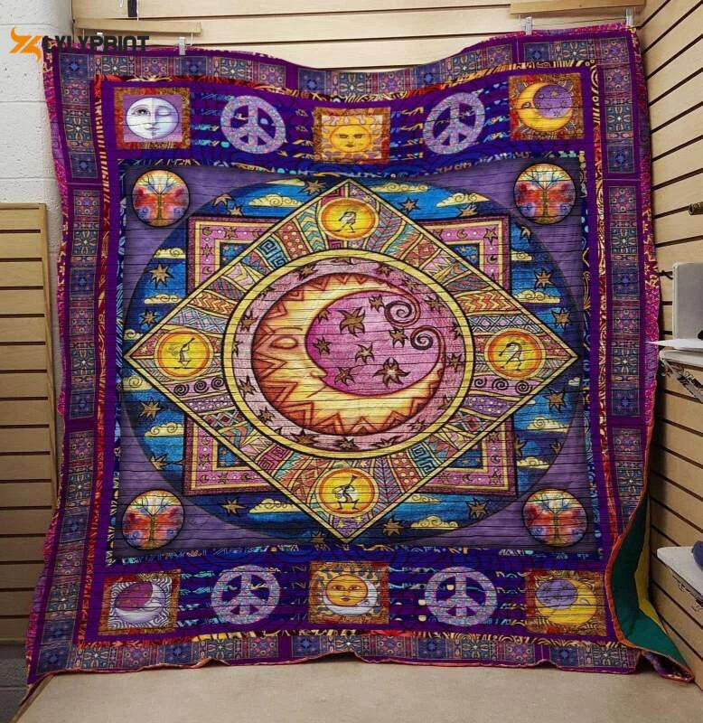 Hippie Sunandmoon 3D Customized Quilt , Soft Quilt, King Size, All Season Cozy Quilt QB0901