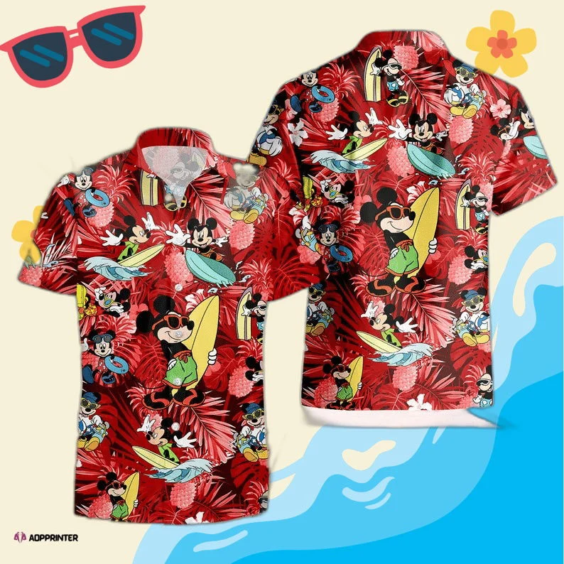 Mickey Mouse Costume Disney Summer Red 3D Hawaiian Shirt HW0601