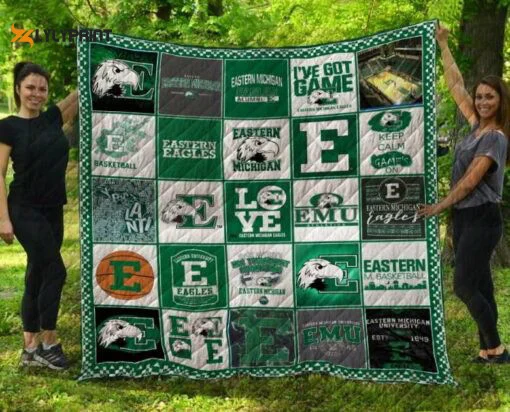 Eastern Michigan Quilt Blanket For Fans Home Decor Gift , Soft Quilt, King Size, All Season Cozy Quilt QB0901