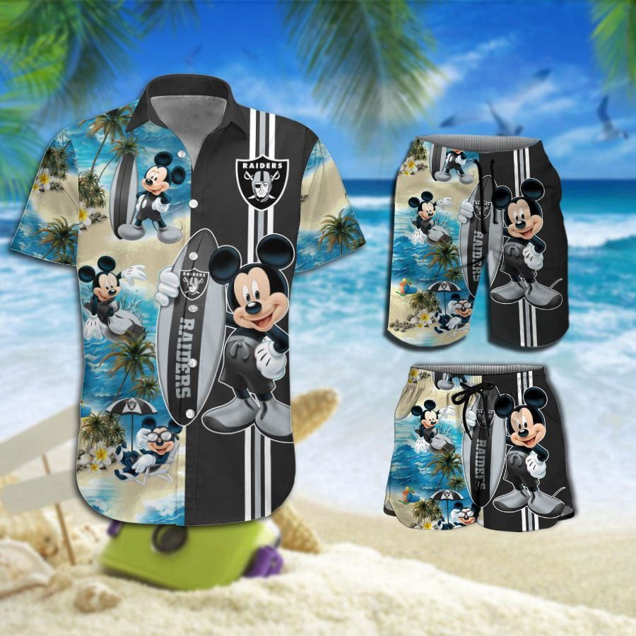 Las Vegas Raiders Mickey Mouse Summer 2023 3D Hawaiian Shirt HW0601