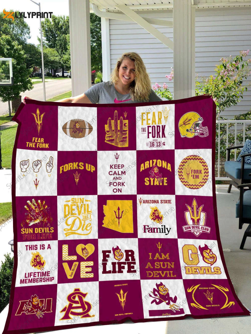 Arizona State Sun Devils 2 Quilt Blanket For Fans Home Decor Gift , Soft Quilt, King Size, All Season Cozy Quilt QB0901