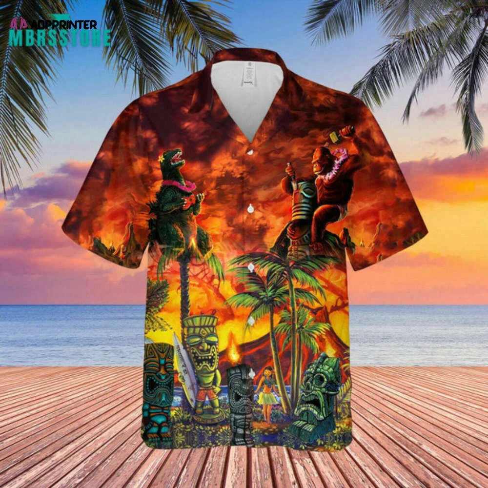 3D Godzilla And King Unisex Hawaiian shirt Trend 2023 HW0601