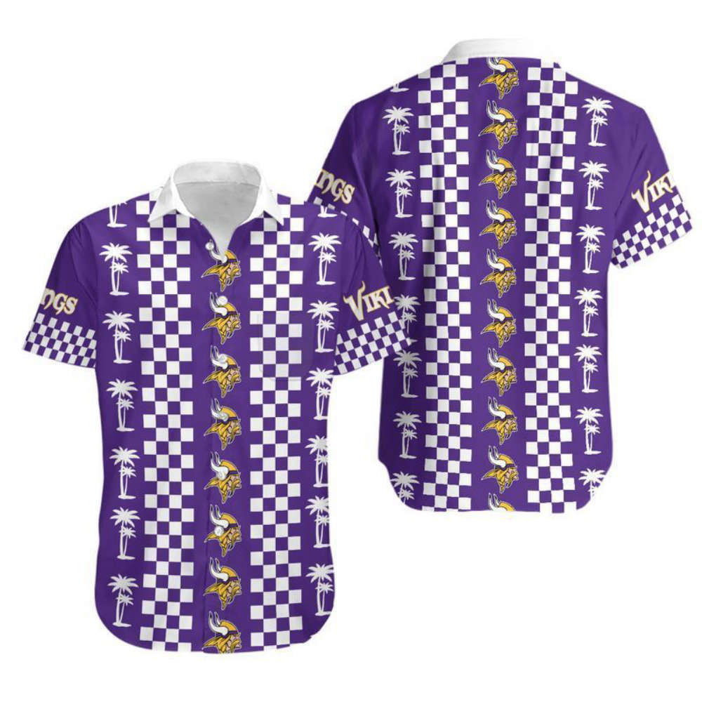 Minnesota Vikings Logo and Coconut Trees Hawaiian Shirt HW0601