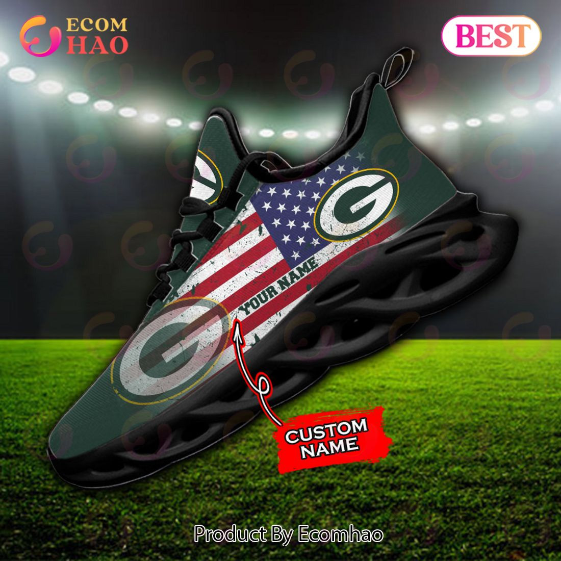 Custom Name - Green Bay Packers - Max Soul Shoes  Unisex sneakers MS0601