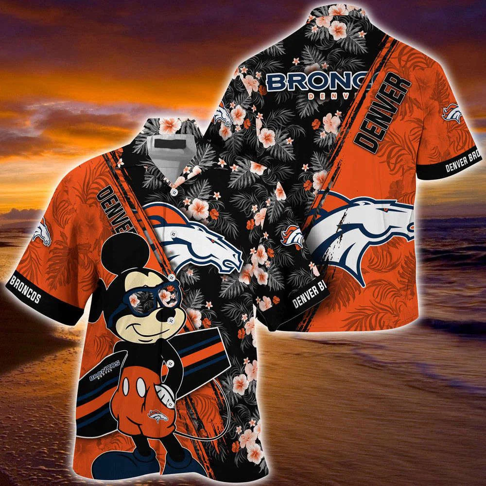 Denver Broncos NFL-Summer Hawaii Shirt Mickey And Floral Pattern For Sports Fans HW0601