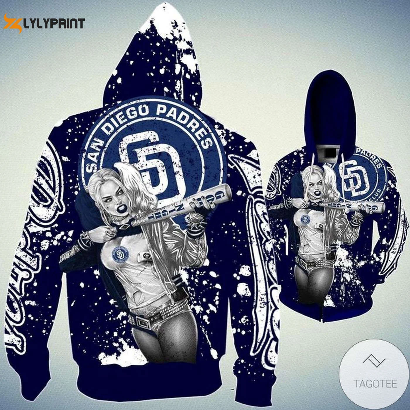 San Diego Padres Harley Quinn Zip Up Hoodie AOP Shirt – Stylish and Official Gear HZ0501