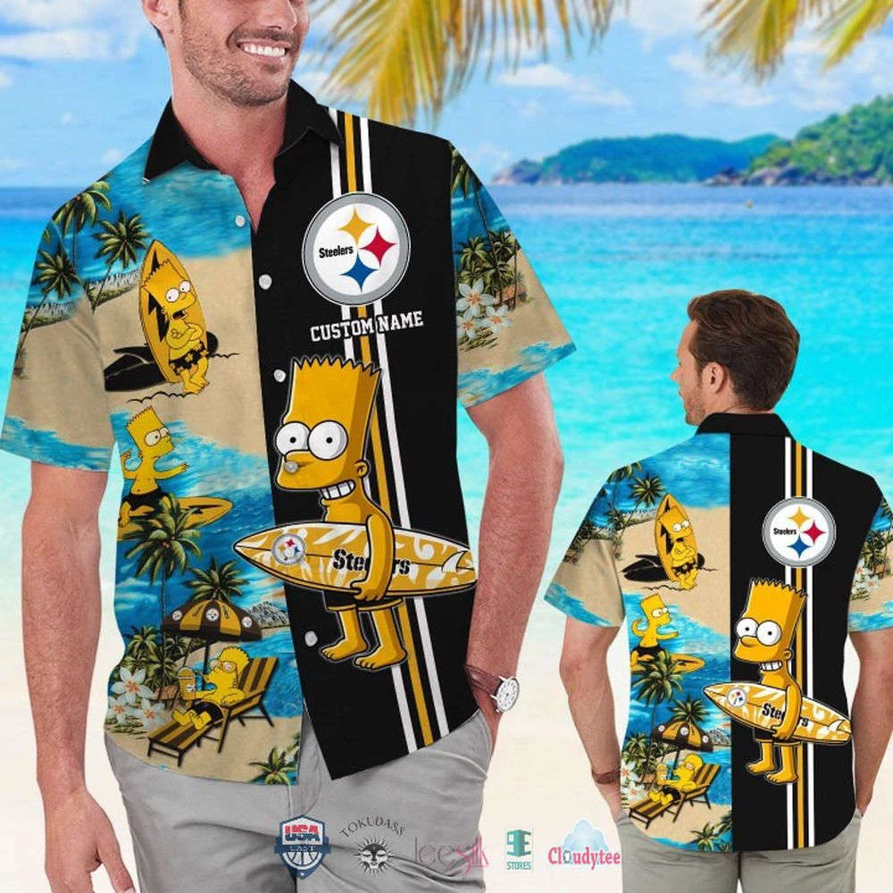 Custom Name Pittsburgh Steelers Bart Simpson Hawaiian Shirt For Men Women HW0601