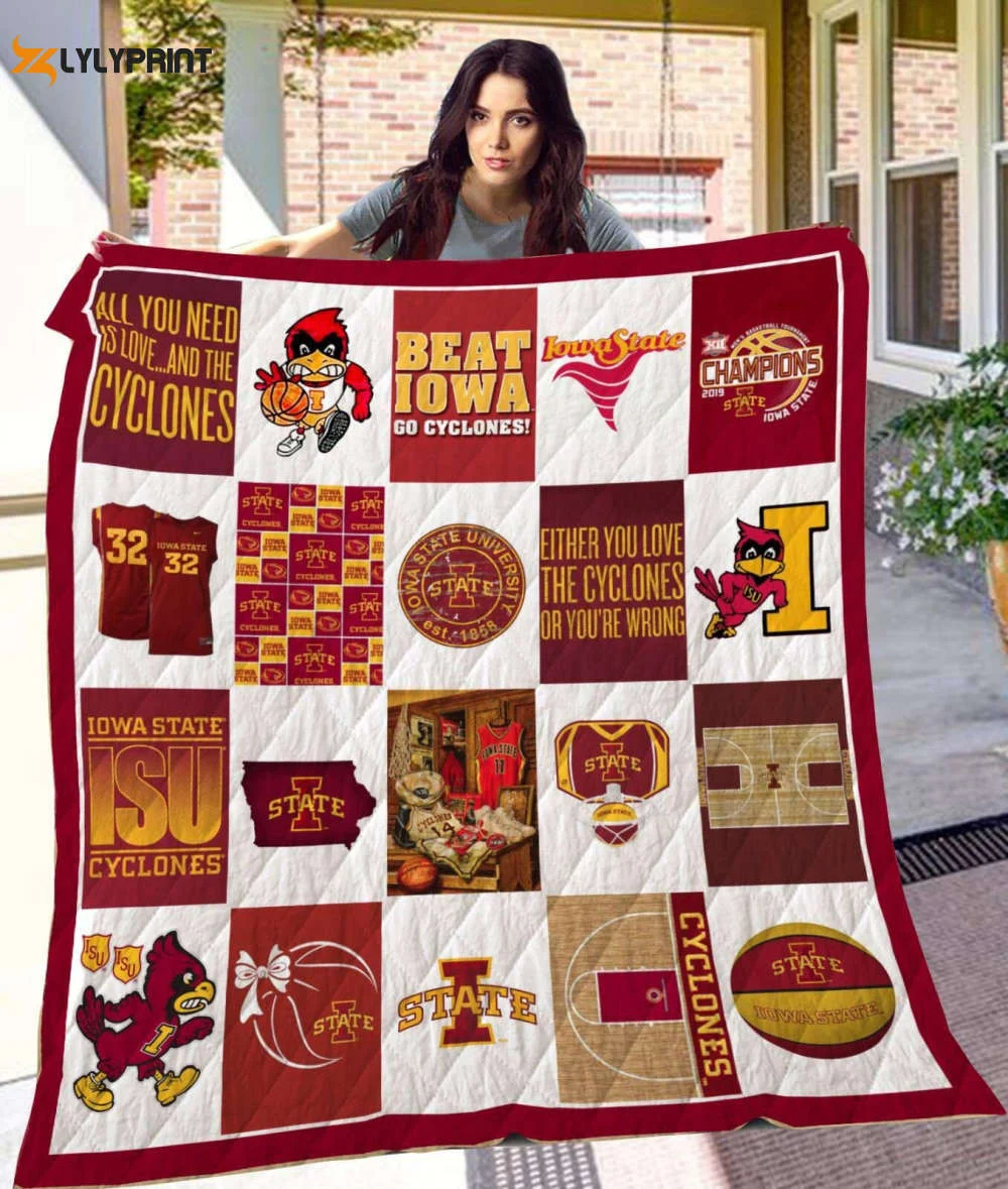 Iowa State Cyclone Quilt For Fans Home Decor Gift , Soft Quilt, King Size, All Season Cozy Quilt QB0901