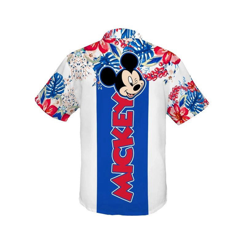 Mickey Mouse Floral Stripe Disney Cartoon Hawaiian Shirt HW0601