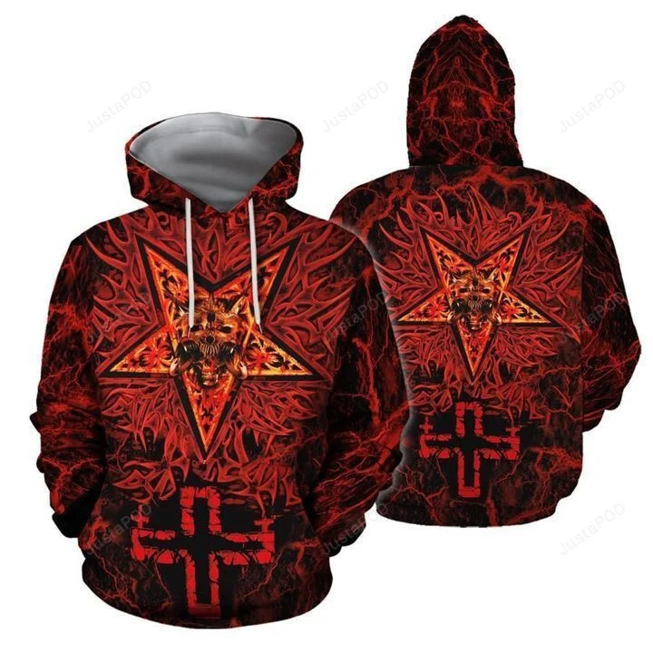 Satanic Tribal Red 3D All Over Printed Hoodie, Zip- Up Hoodie HZ0501