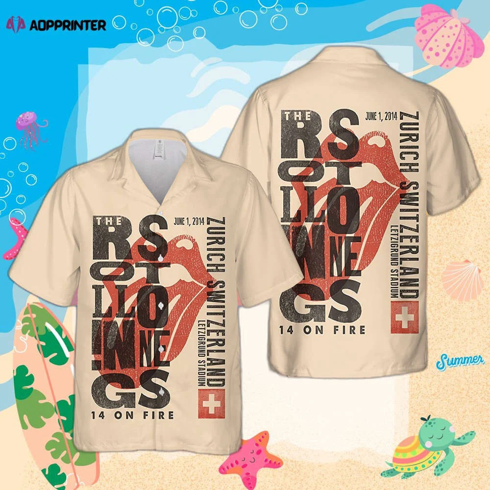 The Rolling Stones Zurich Switzerland 14 On Fire Hawaiian Shirt HW0601