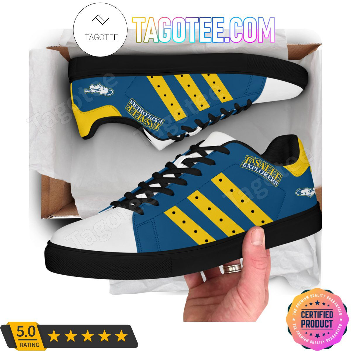 NCAA La Salle Explorers White Blue Stan Smith Shoes , Trendy Style Sneakers ST0801
