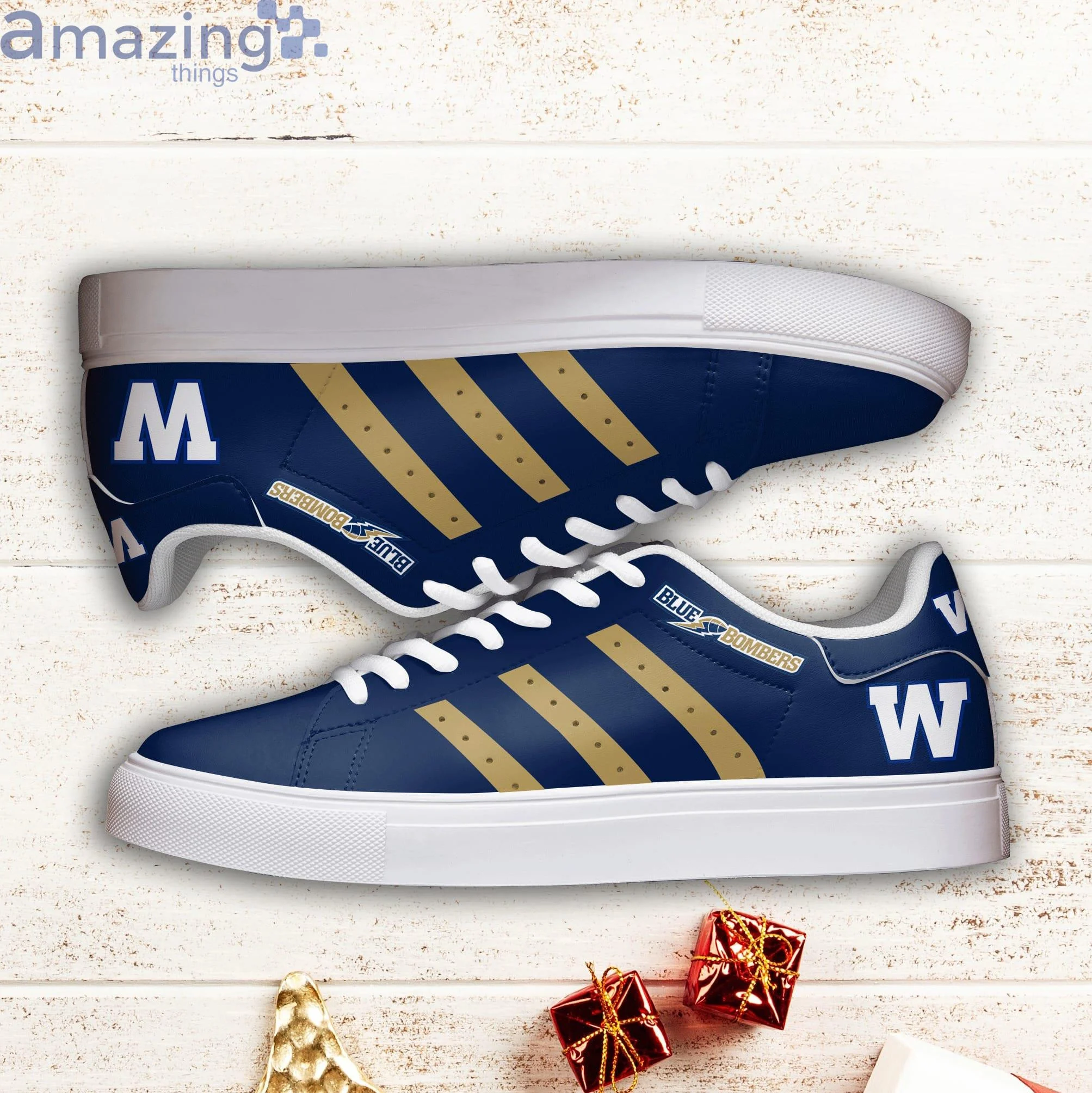 CFL Winnipeg Blue Bombers Blue Stan Smith Shoes , Trendy Style Sneakers ST0801