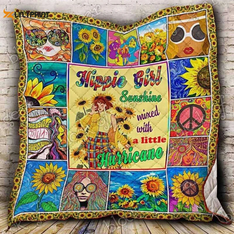 Hippie Girl Sunshine Mixed With A Little ane 3D Customized Quilt ,  Soft Quilt, King Size, All Season Cozy Quilt QB0901