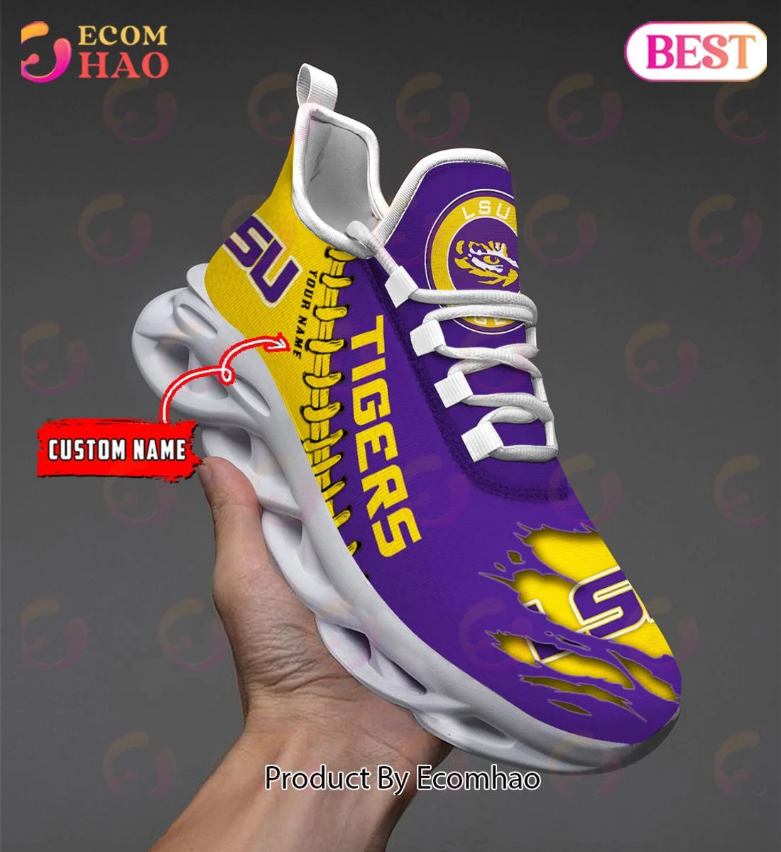 LSU Tigers Max Soul Shoes Custom Name  Unisex sneakers MS0601