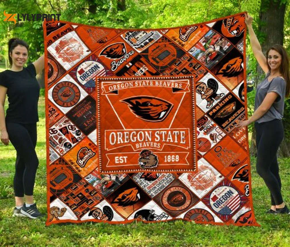 Oregon State Beavers 2 Quilt Blanket For Fans Home Decor Gift ,  Soft Quilt, King Size, All Season Cozy Quilt QB0901