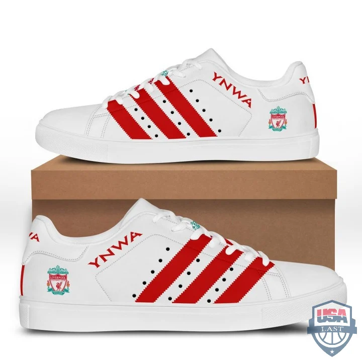 Liverpool FC White Stan Smith Shoes for Ladies Men, Trendy Style Sneakers ST0801