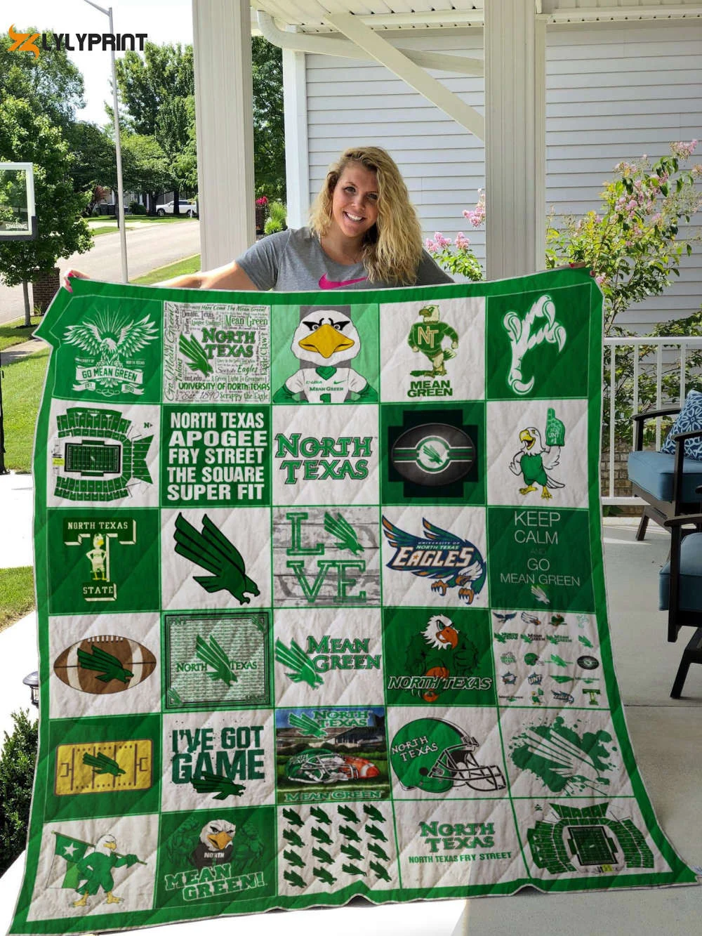 North Texas Mean Green 1 Quilt Blanket For Fans Home Decor Gift , Soft Quilt, King Size, All Season Cozy Quilt QB0901